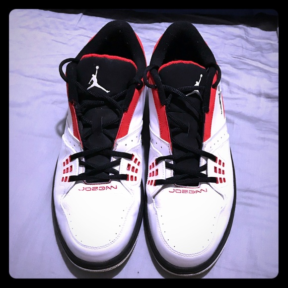 Jordan 1 Flight Low - White/Black-Challenge Red - Picture 1 of 8